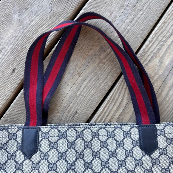 Gucci Vintage Sherry Line Supreme GG Tote Marmont Navy - Picture 13 of 16